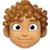 👨🏽‍🦱 man: medium skin tone, curly hair display on Facebook